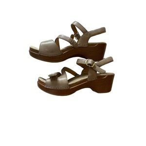 Women’s Dansko Casual Buckle Strappy Leather Wedge Sandals, Size EU 37 US 6.5